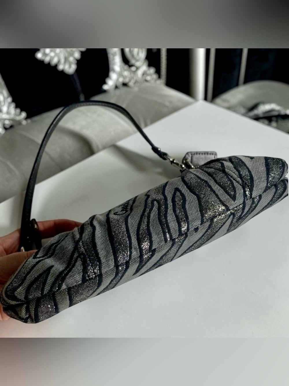 COACH Madison Zebra Print Large Clutch/Wristlet Metallic Y2K Glam - Picture 4 of 6
